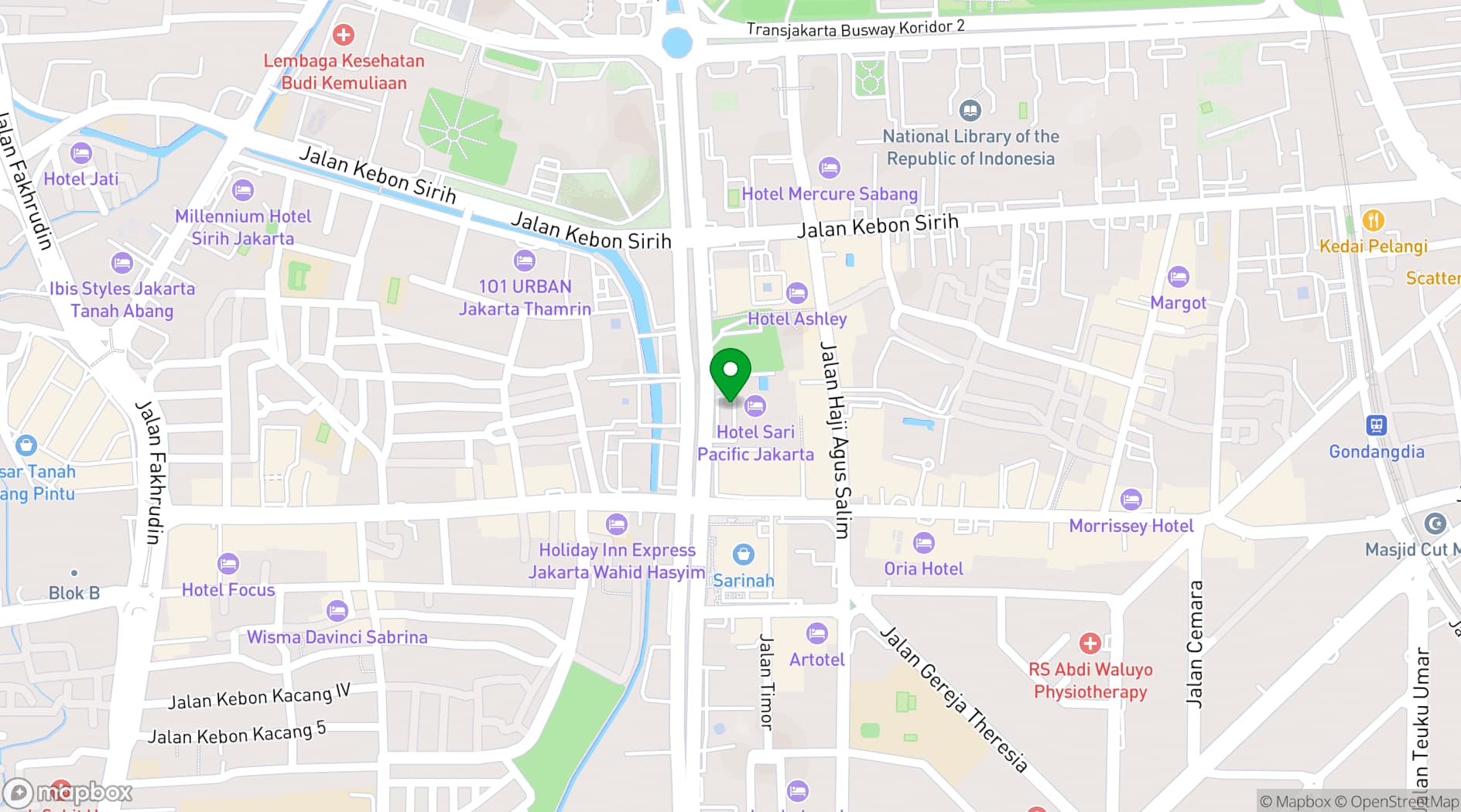 Map showing Sari Pacific Jakarta, Autograph Collection
