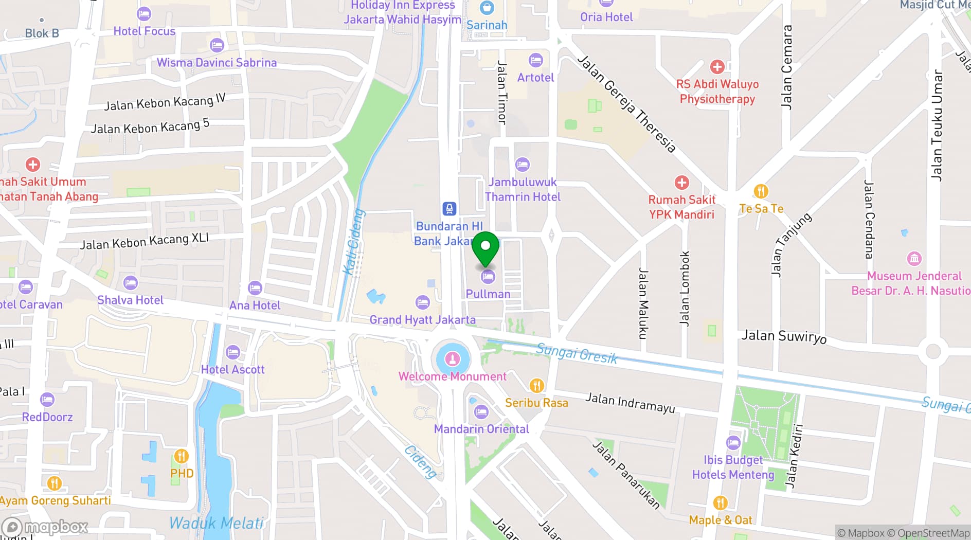 Map showing Pullman Jakarta Indonesia