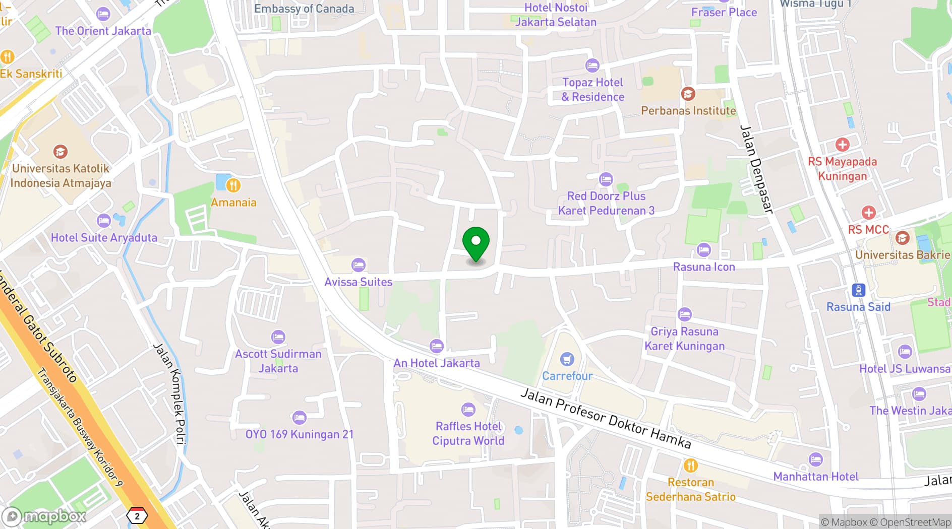 Map showing Ayaka Suites