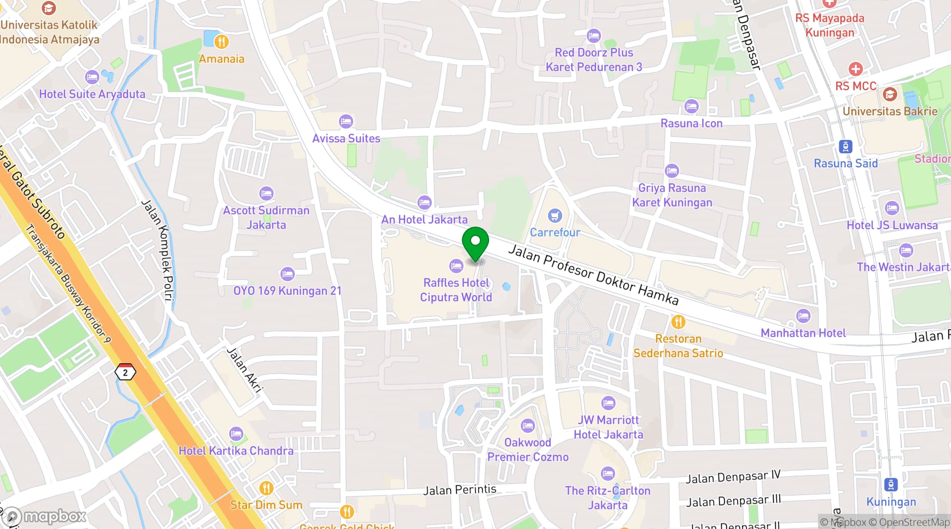 Map showing Raffles Jakarta