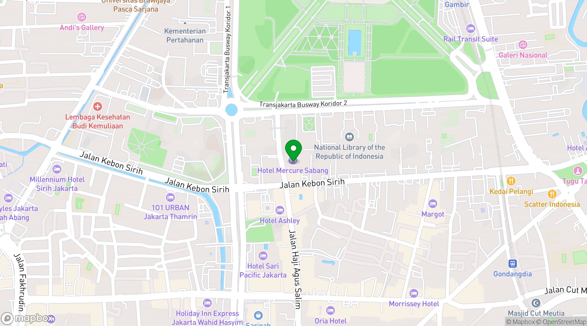 Map showing Mercure Jakarta Sabang
