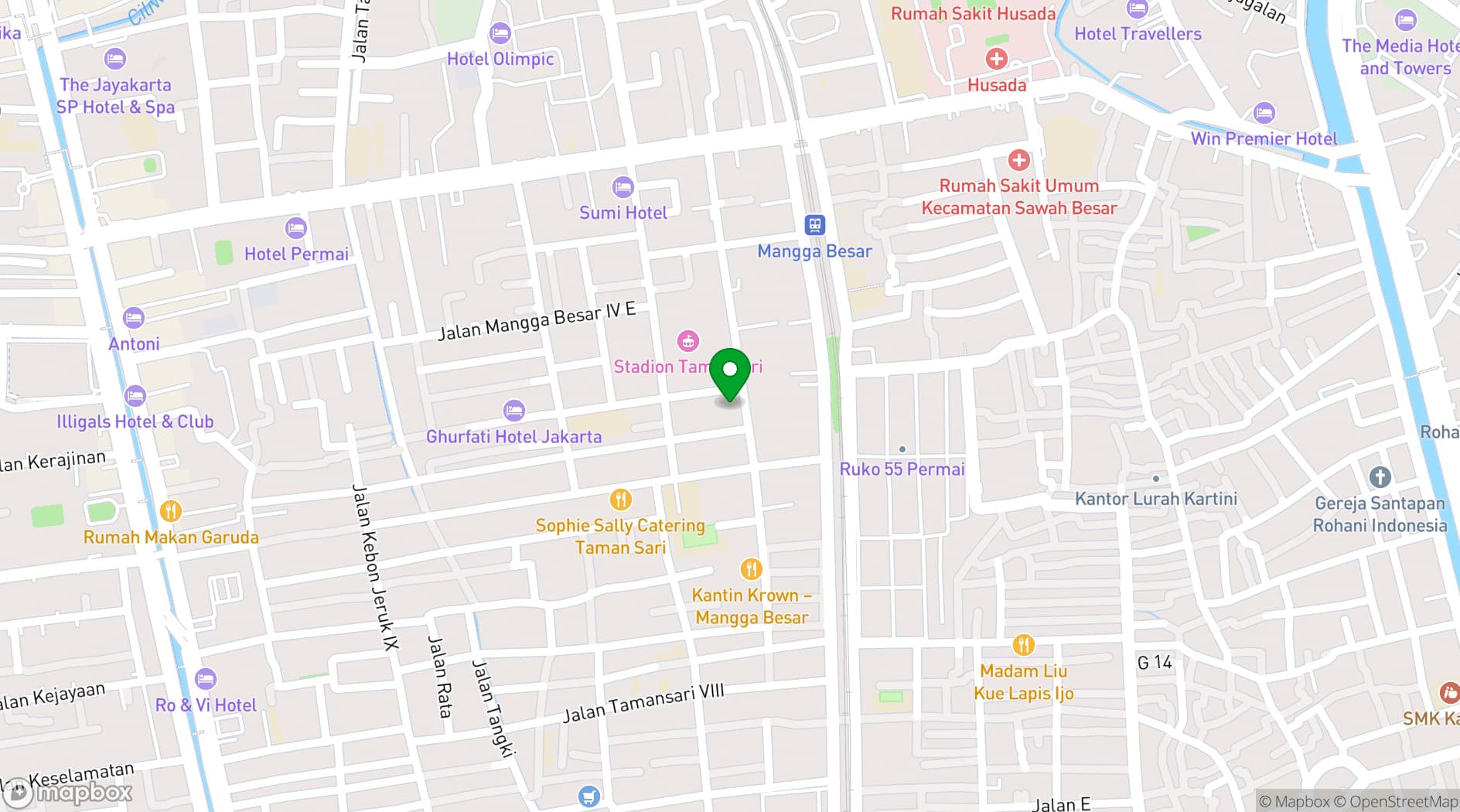 Map showing Hotel Arwana