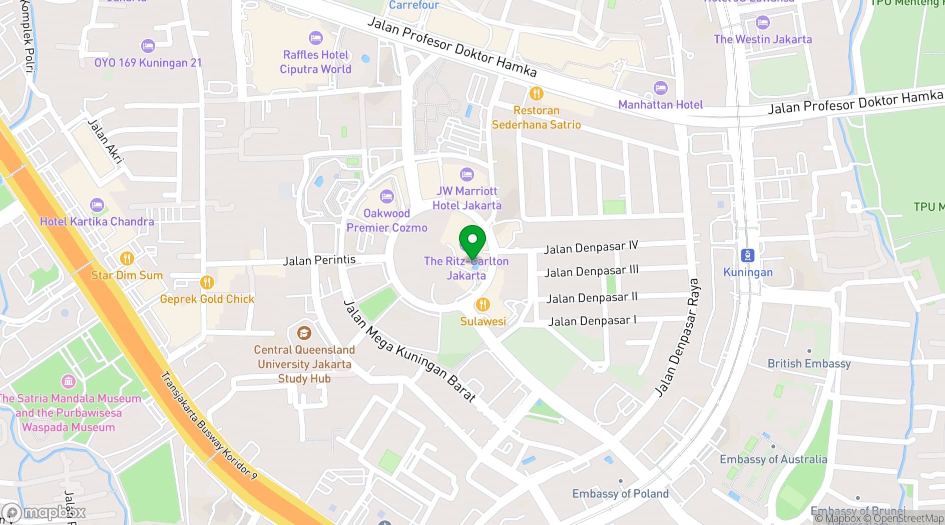Map showing The Ritz-Carlton Jakarta, Mega Kuningan