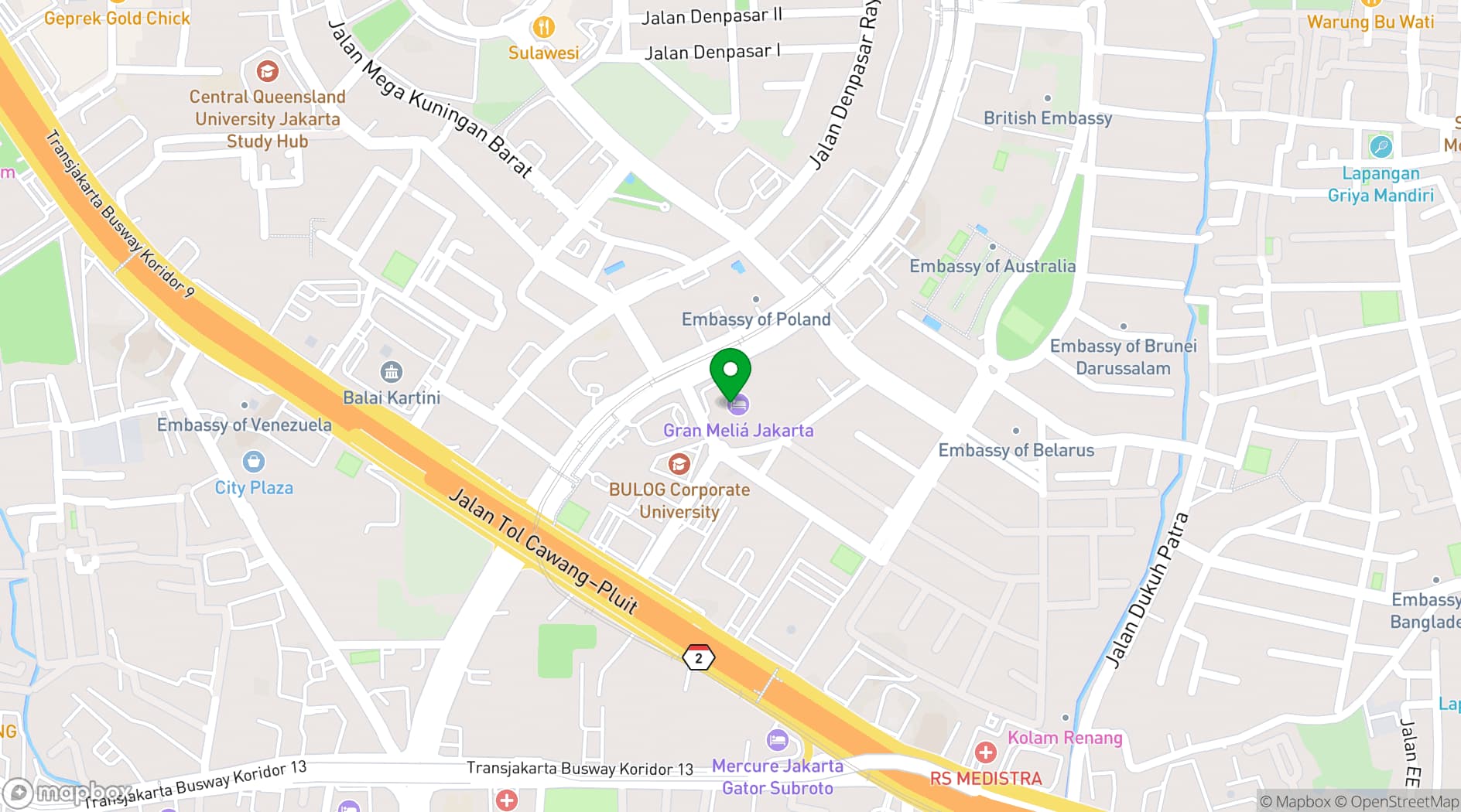 Map showing Gran Meliá Jakarta