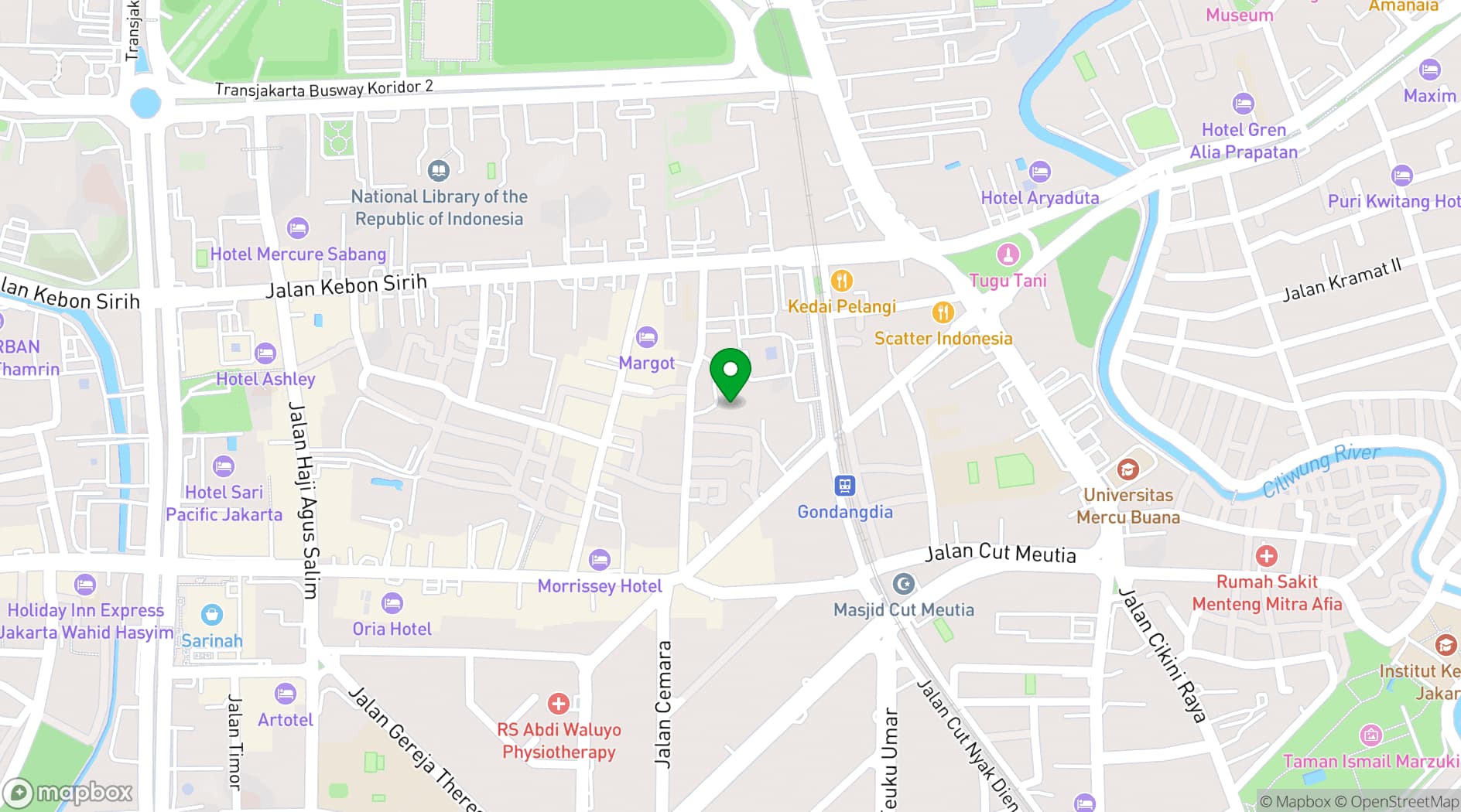 Map showing Park Hyatt Jakarta