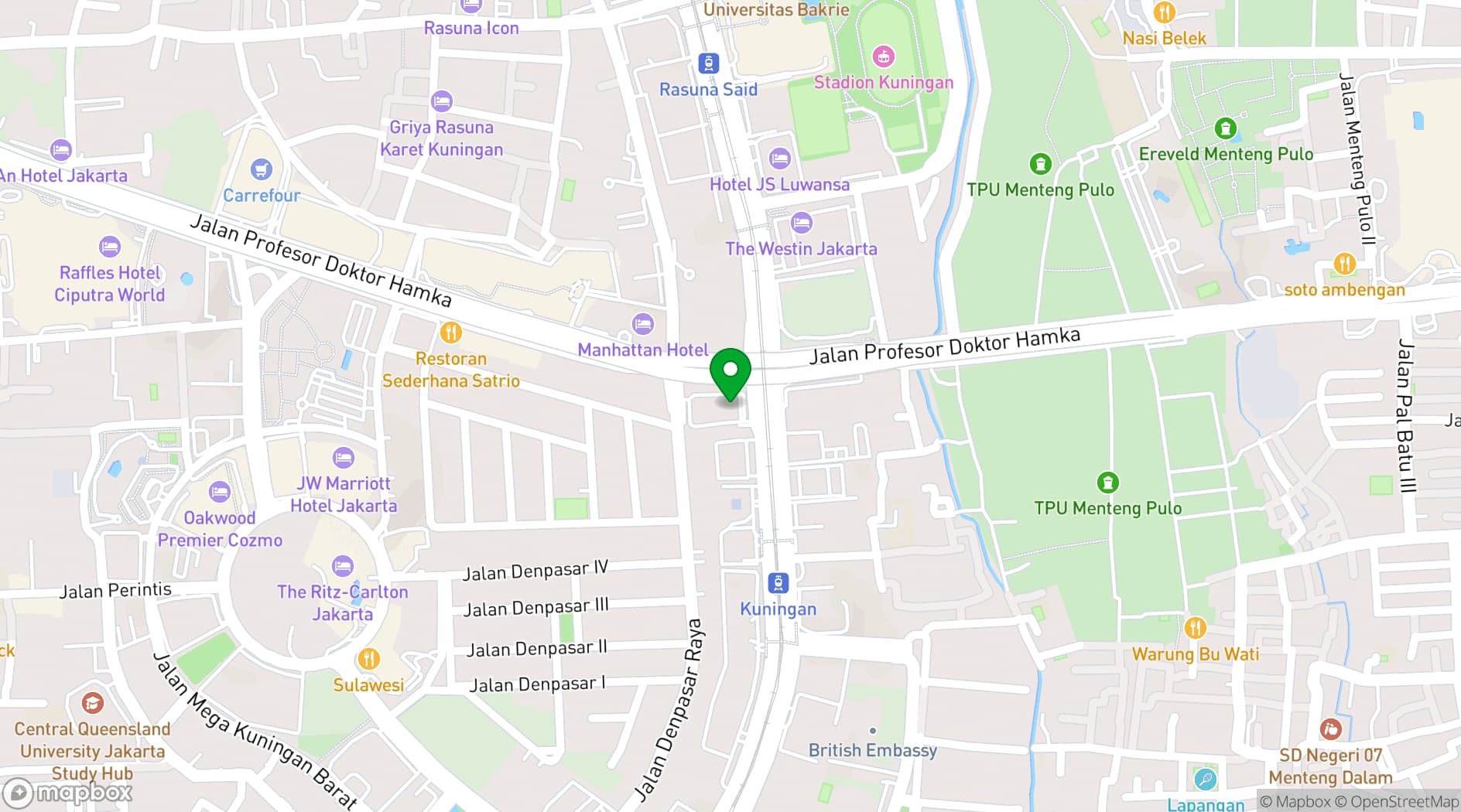 Map showing La Seine Hall