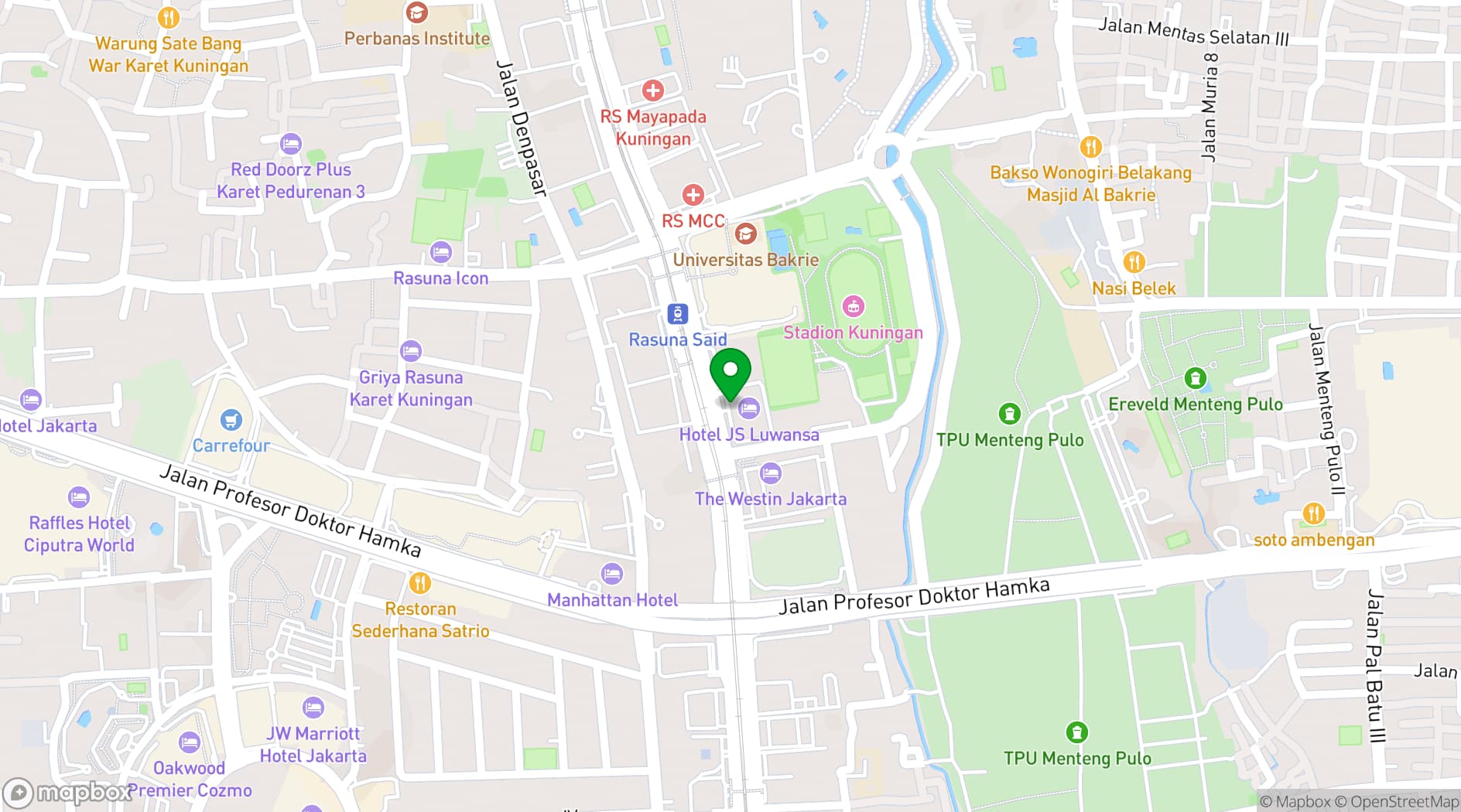 Map showing JS Luwansa Hotel Jakarta