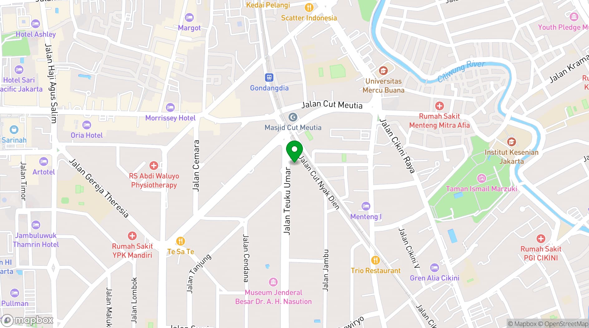 Map showing Tugu Kunstkring Paleis & Suzie Wong Lounge