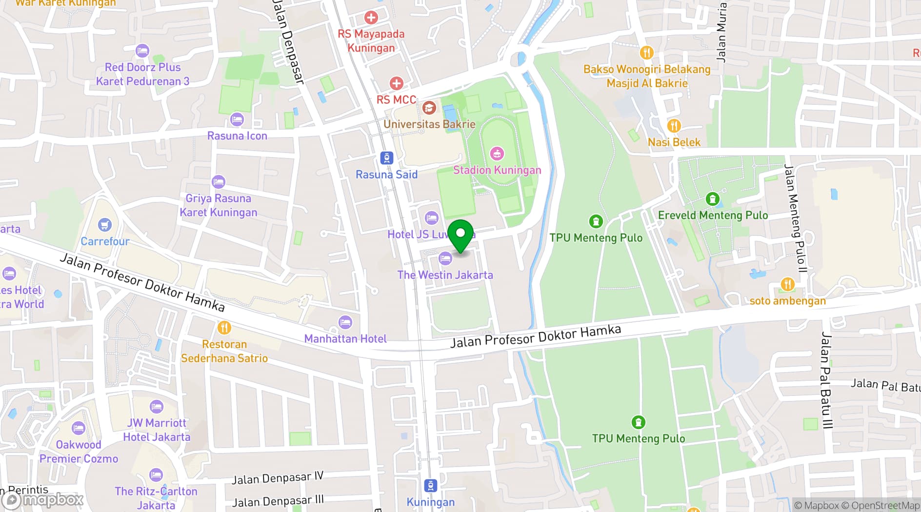 Map showing The Westin Jakarta