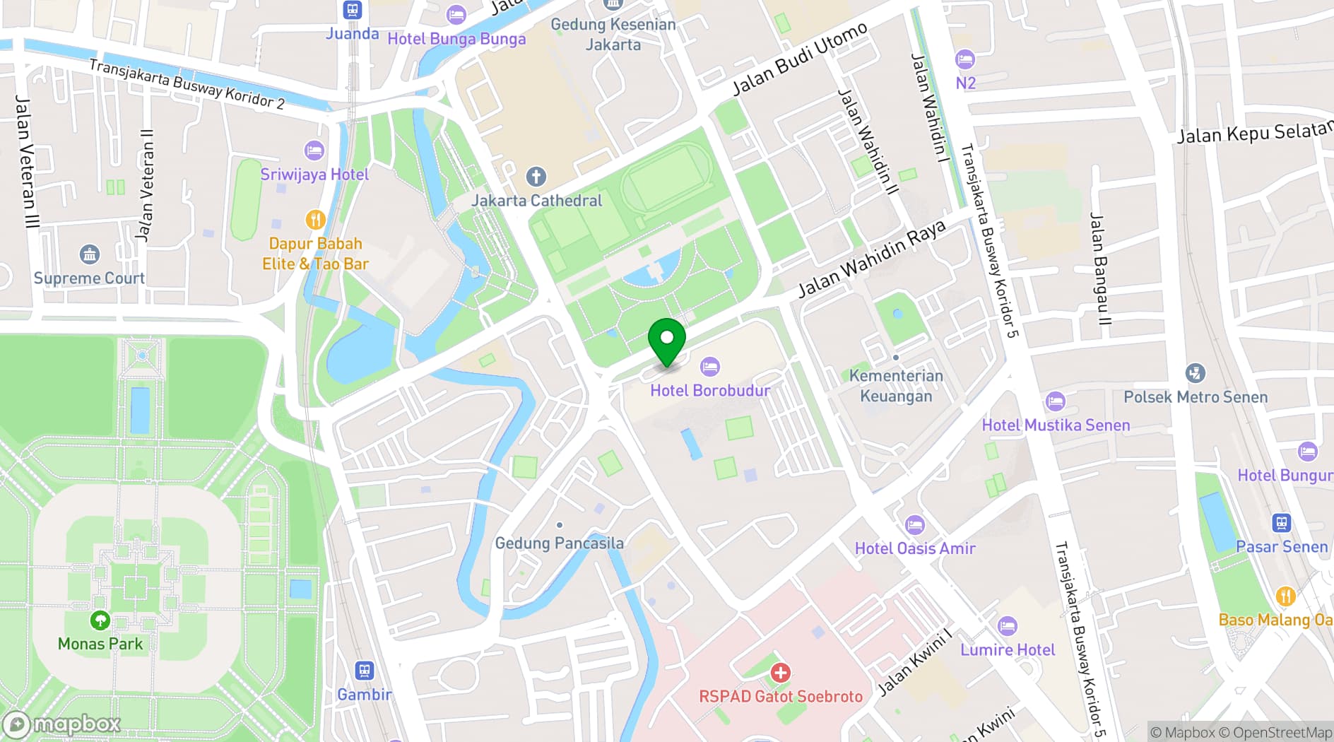 Map showing Hotel Borobudur Jakarta