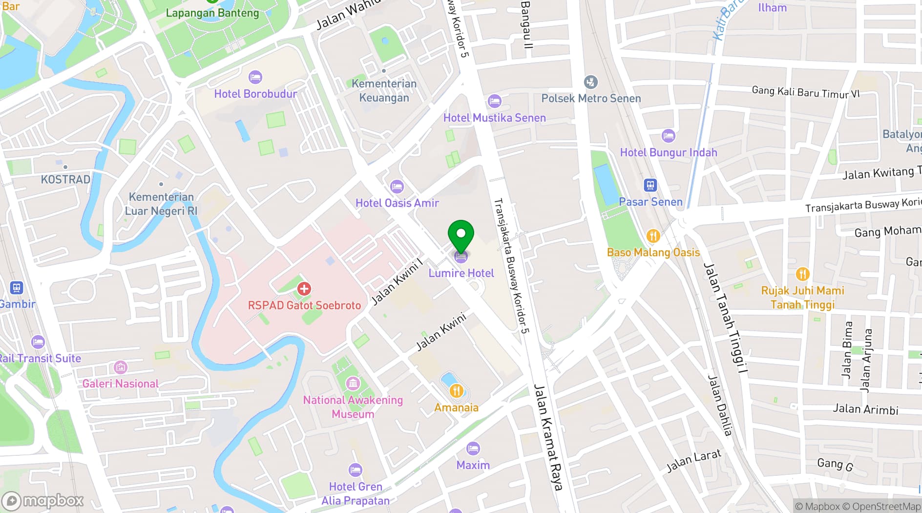 Map showing Lumire Hotel and Convention Center