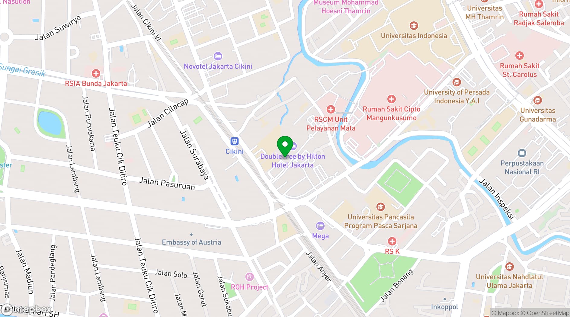 Map showing DoubleTree by Hilton Hotel Jakarta - Diponegoro