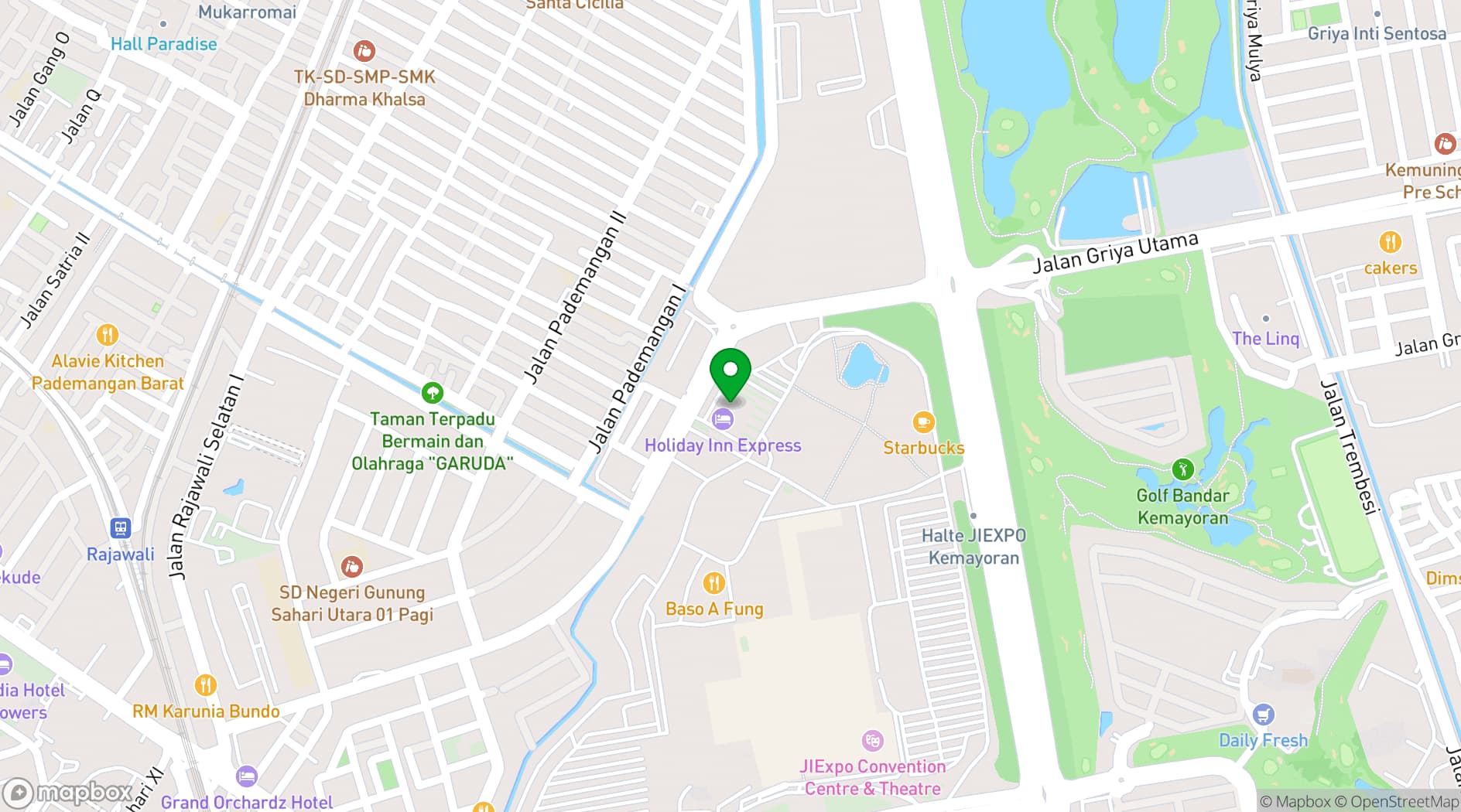 Map showing Jakarta International Expo