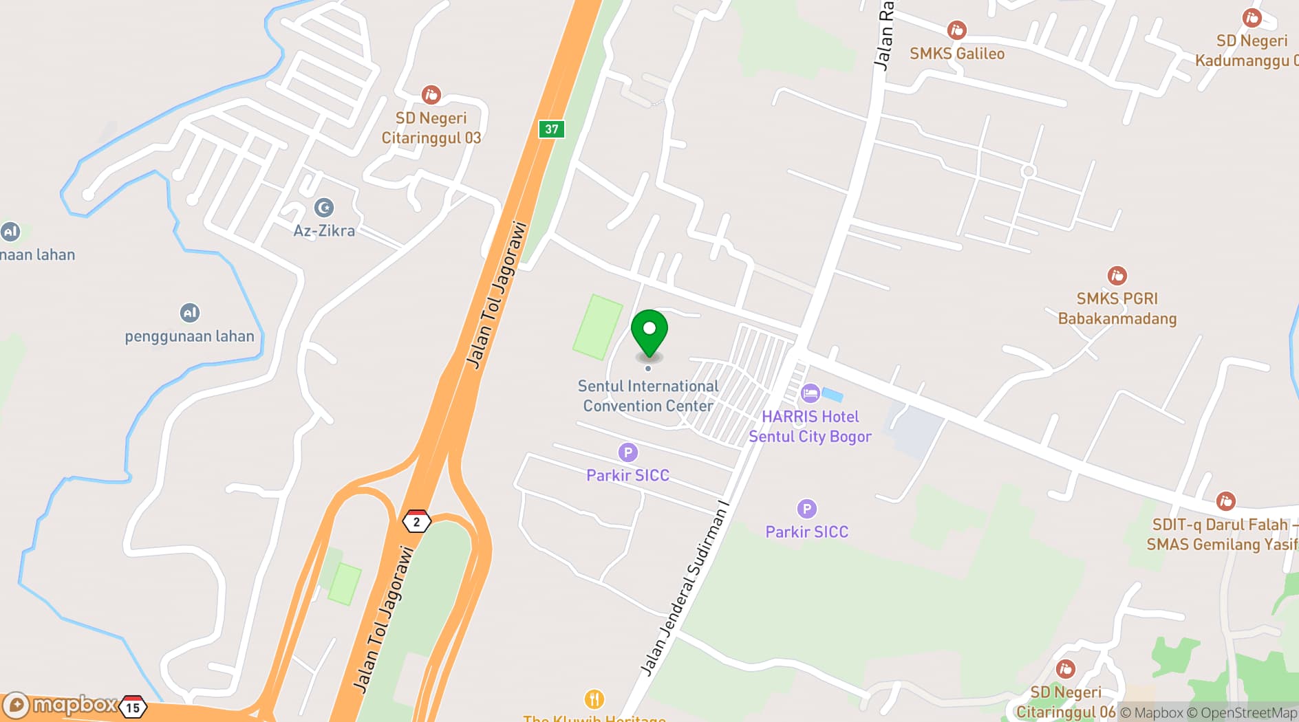 Map showing Sentul International Convention Center