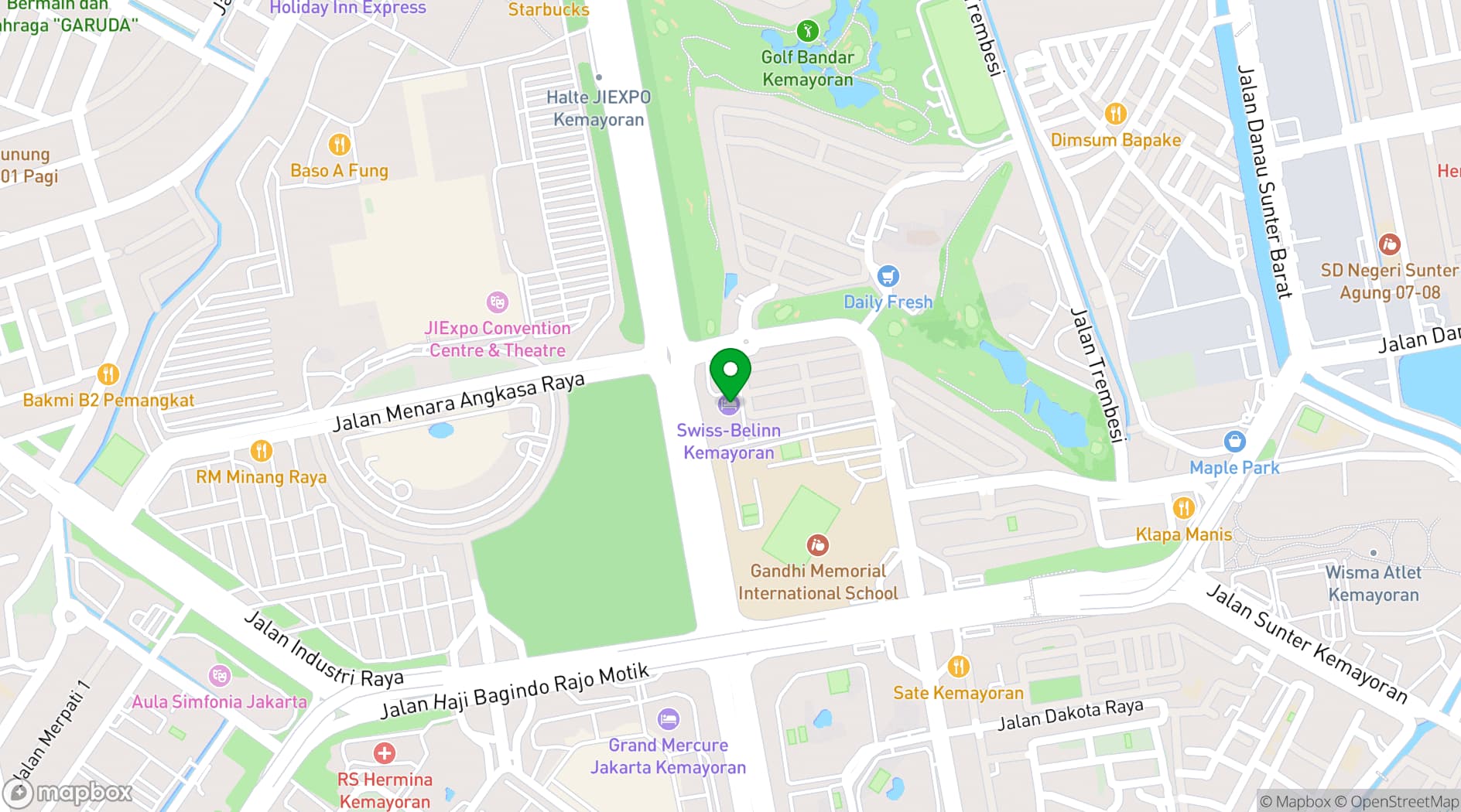 Map showing Jakarta International Expo