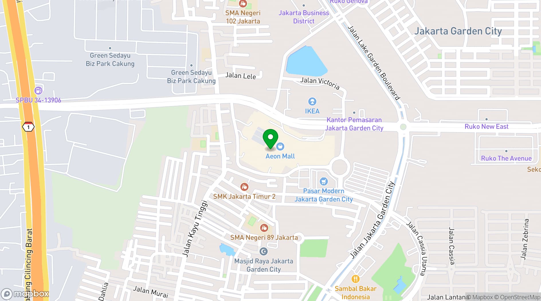 Map showing Oasis Centre Arena