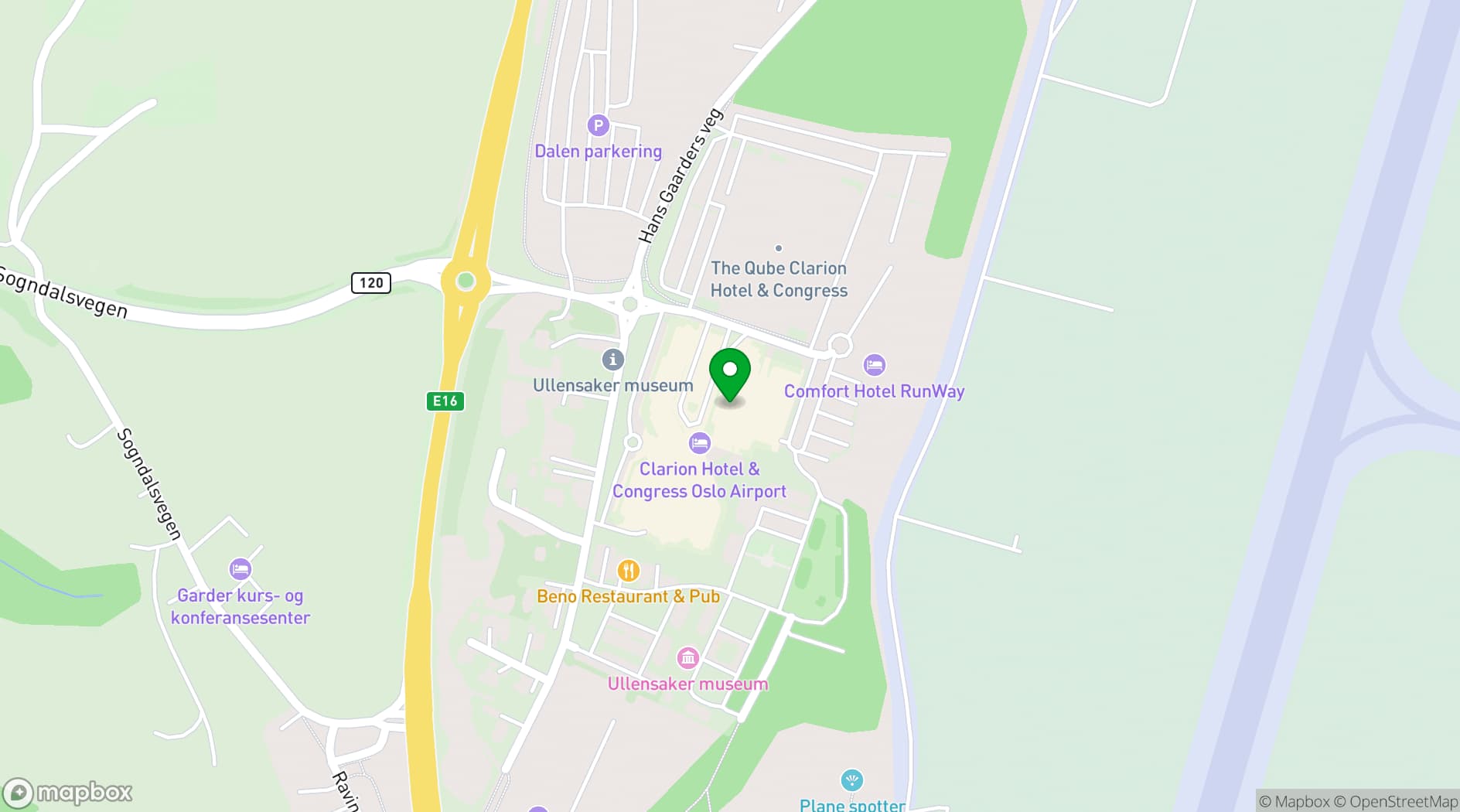 Map showing Radisson Hotel & Conference Centre Oslo Airport