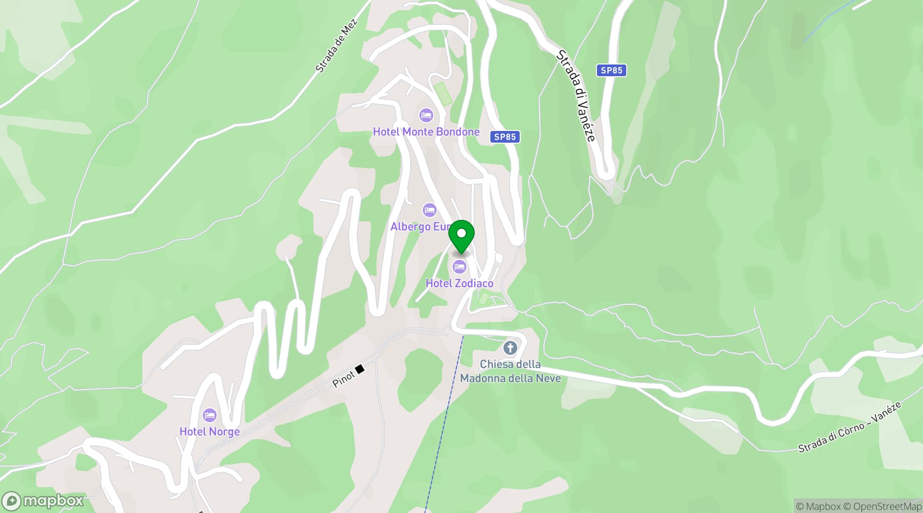 Map showing Club Hotel Zodiaco & Spa