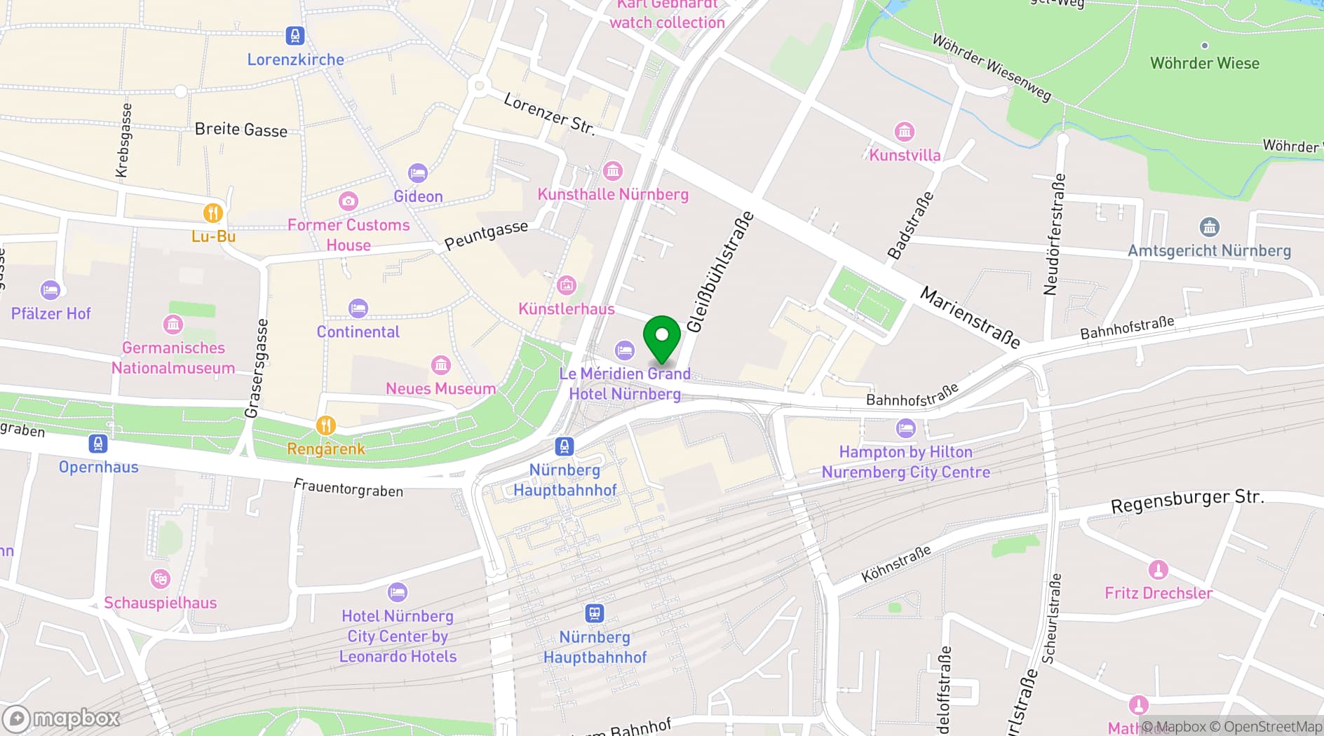 Map showing Park Plaza Nuremberg
