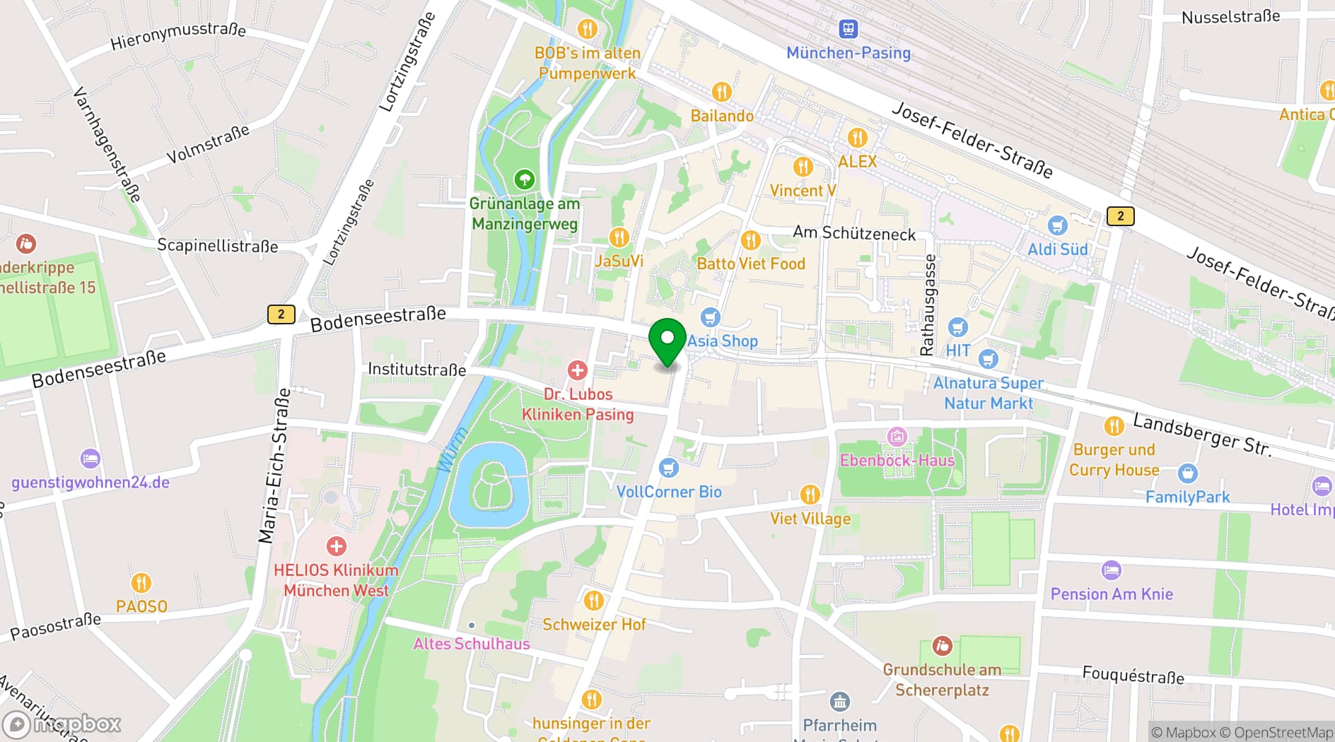 Map showing Miano Hotel München