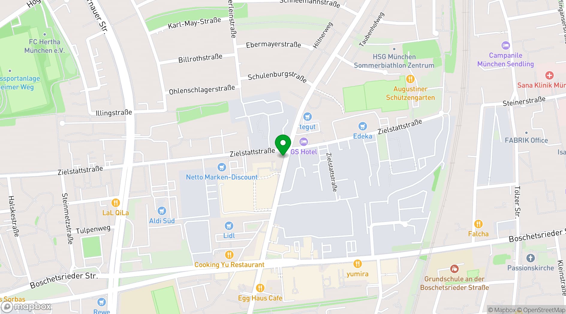 Map showing NYX Hotel Munich