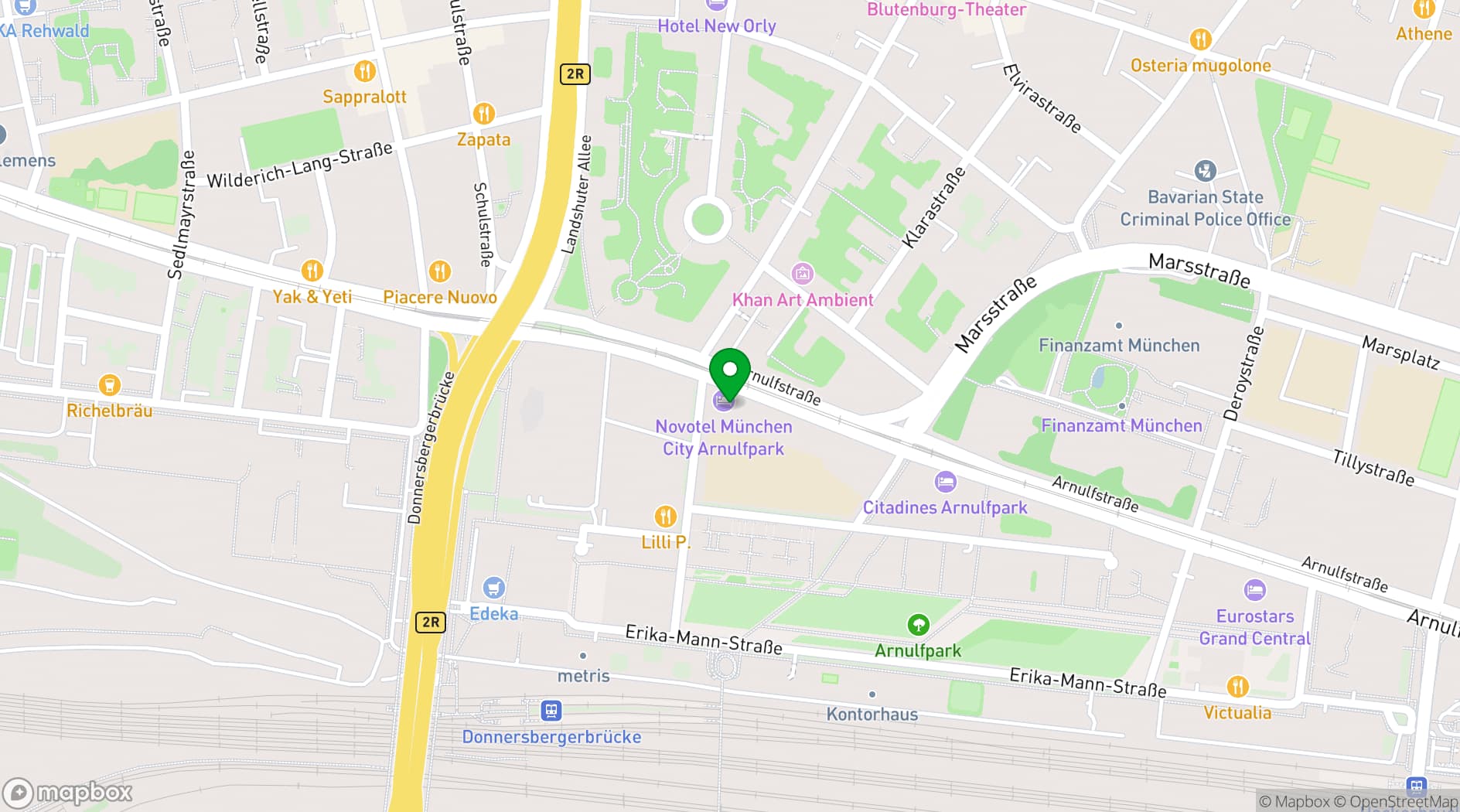 Map showing Novotel München City Arnulfpark