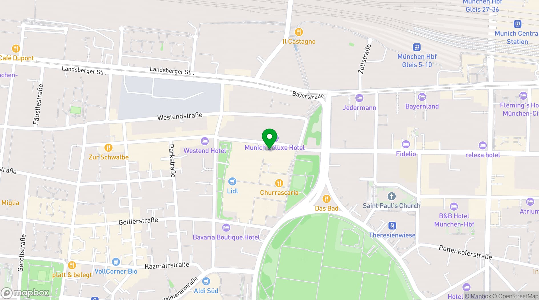 Map showing Residence Inn Munich Central
