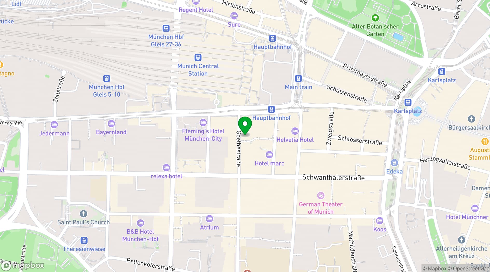 Map showing Maritim Hotel München