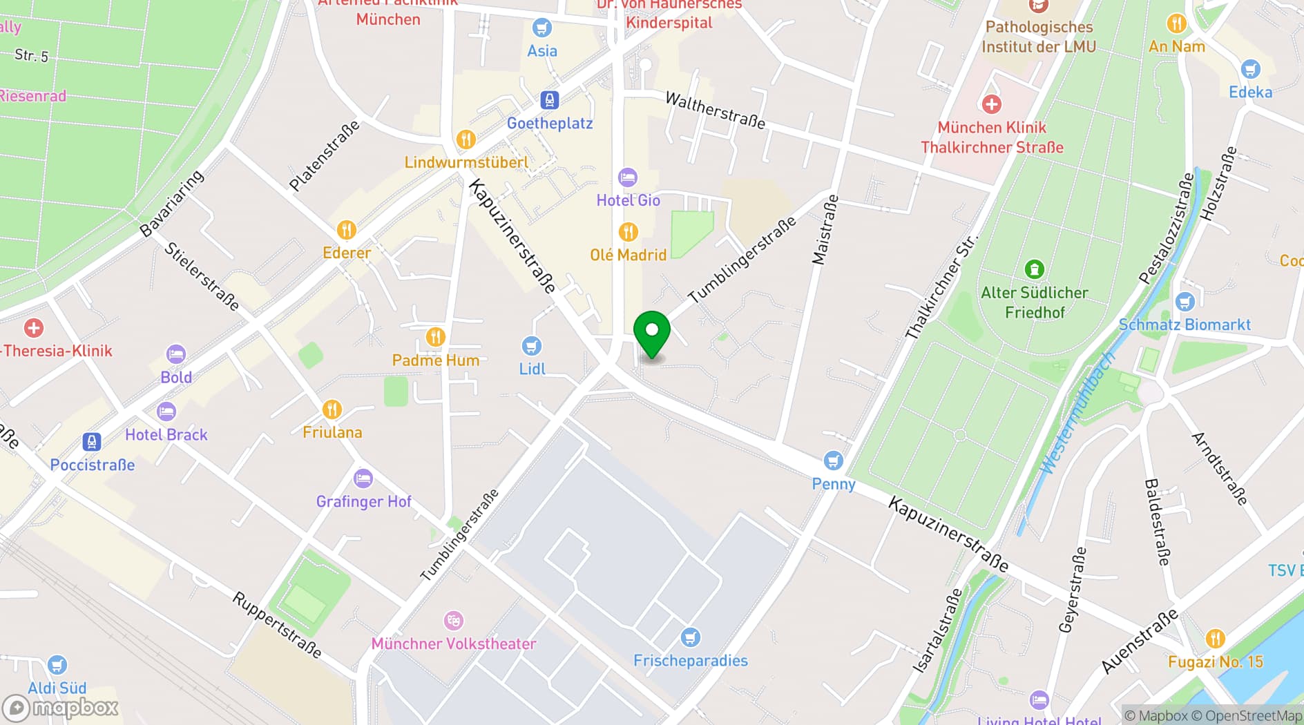 Map showing Paulaner Brauhaus am Kapuzinerplatz