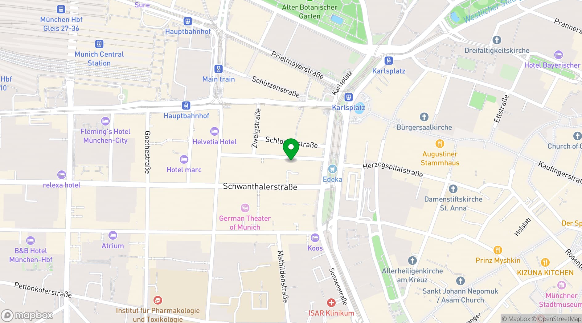 Map showing Tagungszentrum Kolpinghaus München
