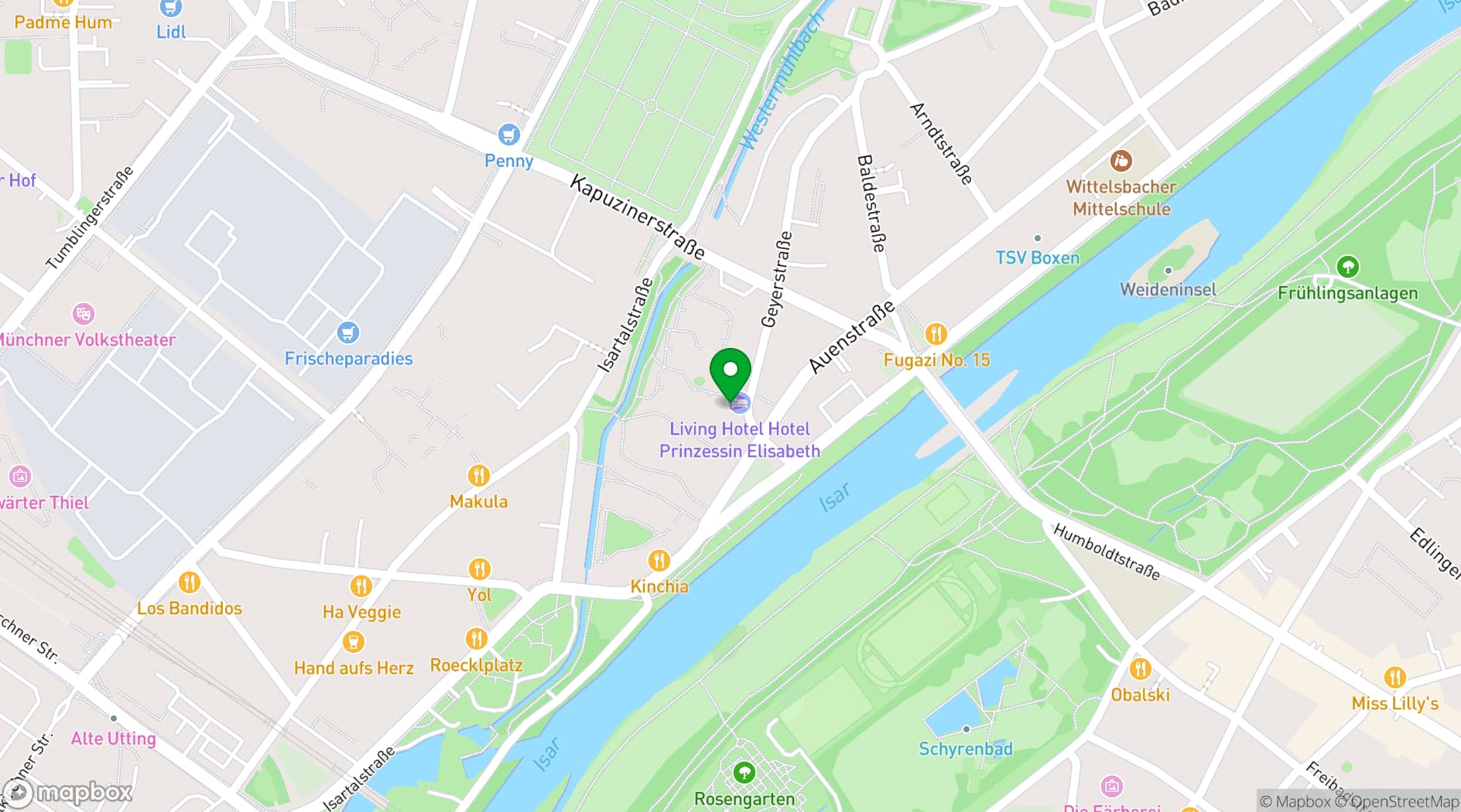 Map showing Living Hotel Prinzessin Elisabeth