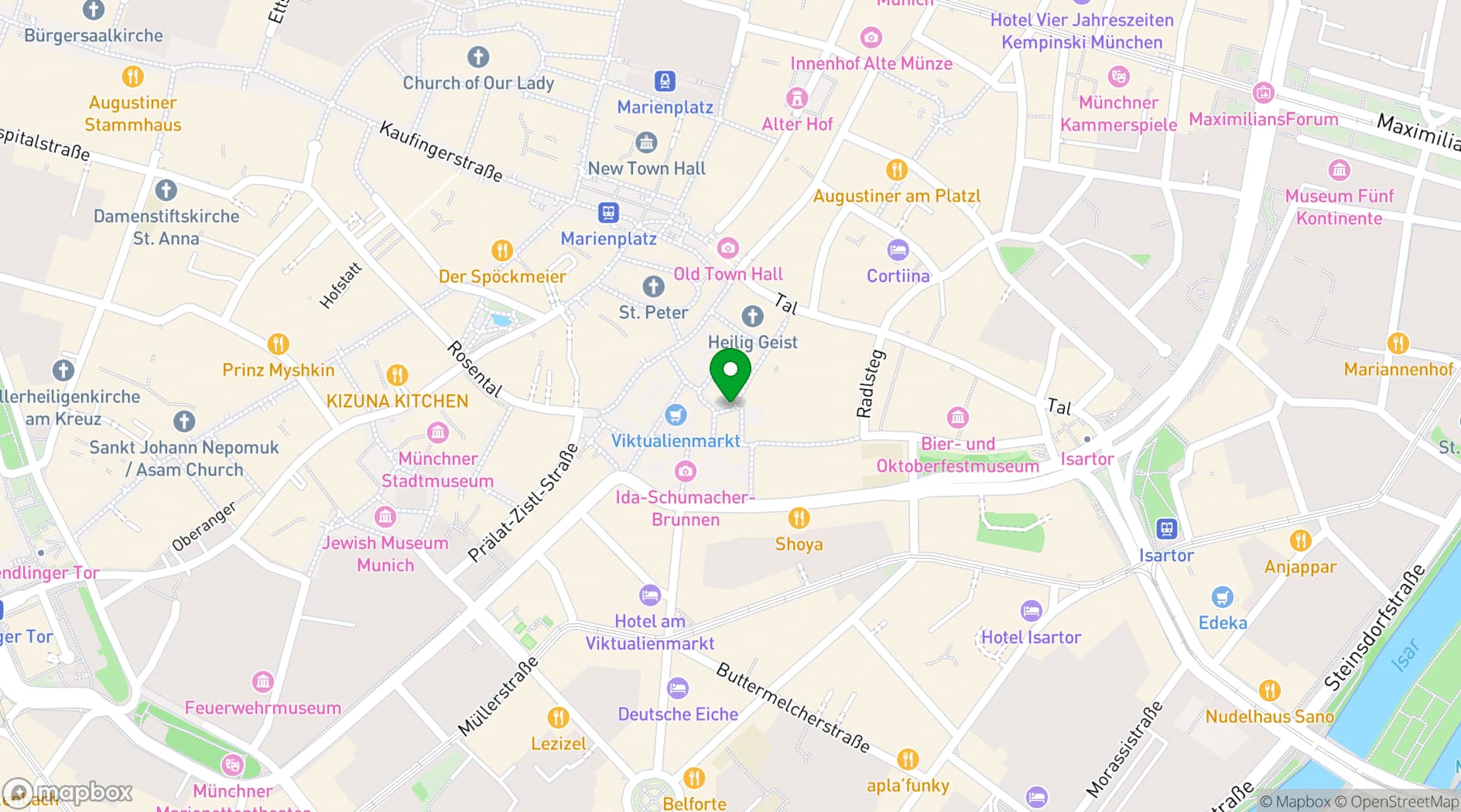Map showing Hotel am Markt Munich