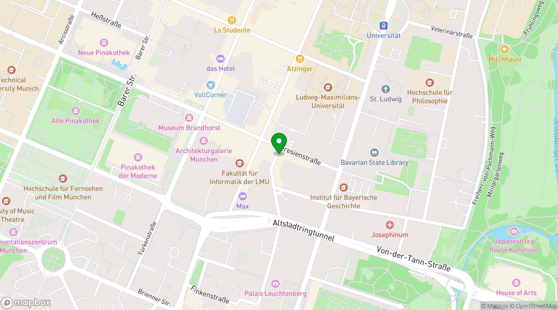 Map showing Hotel Carlton Munich