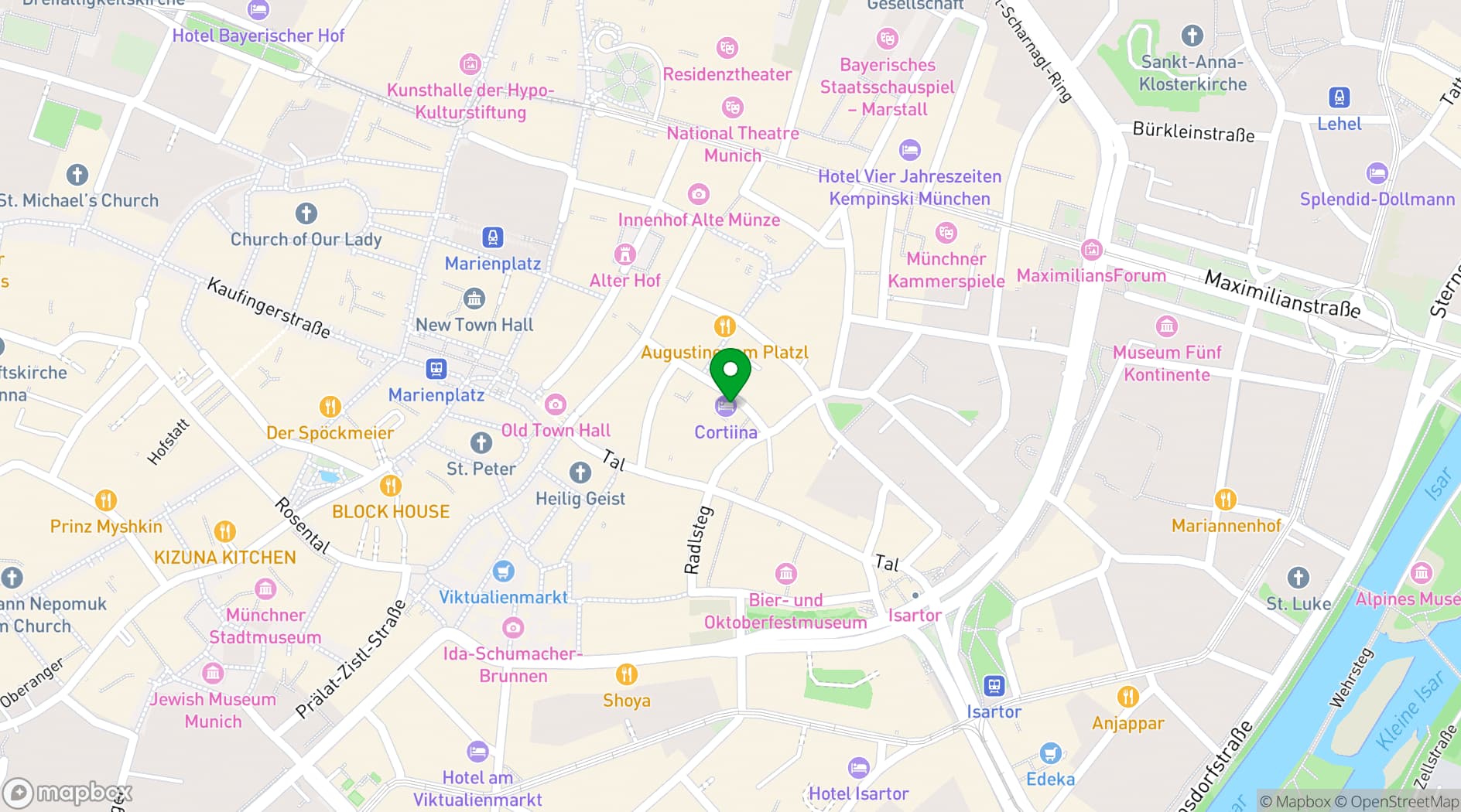 Map showing Cortiina Hotel