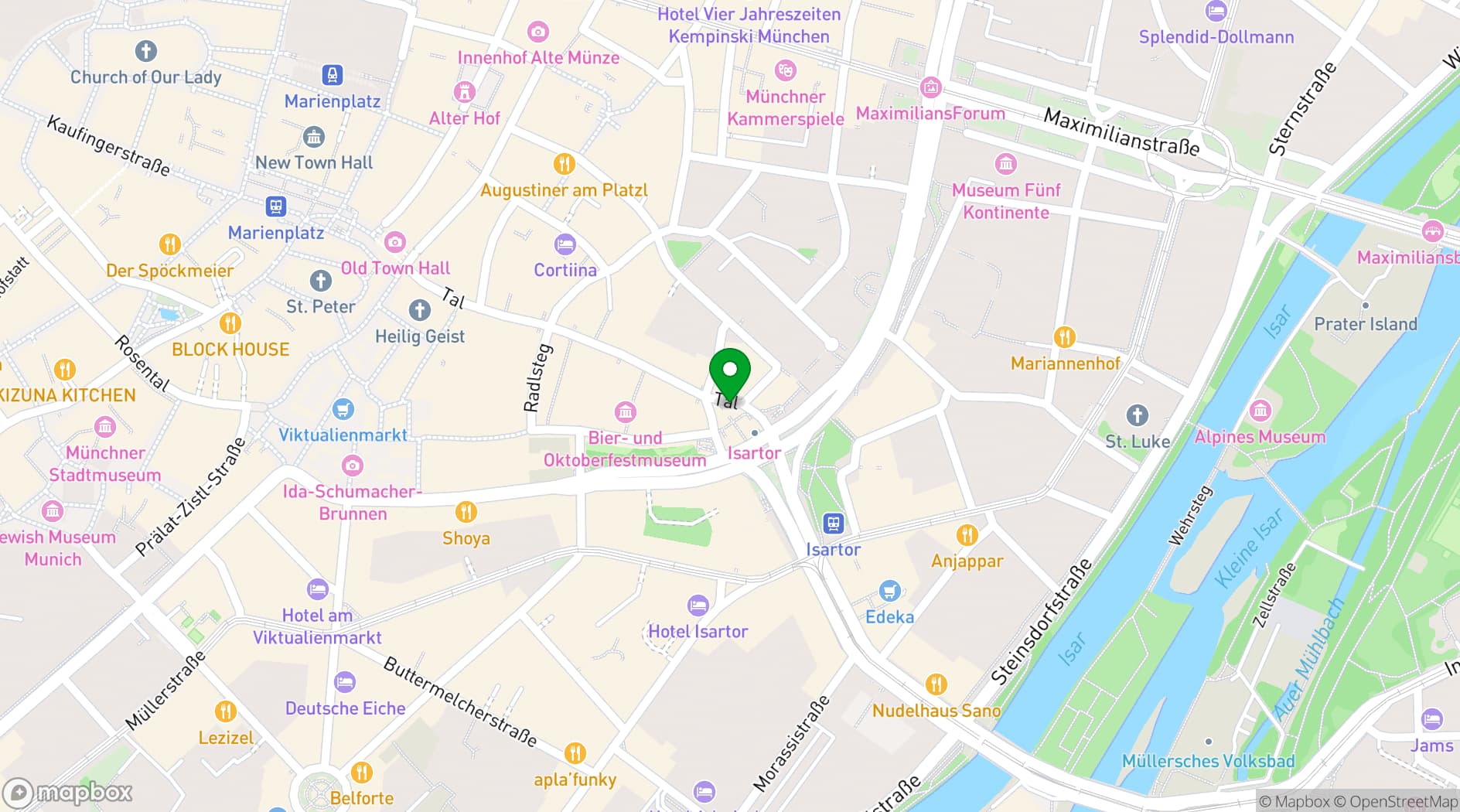 Map showing Hotel Torbräu