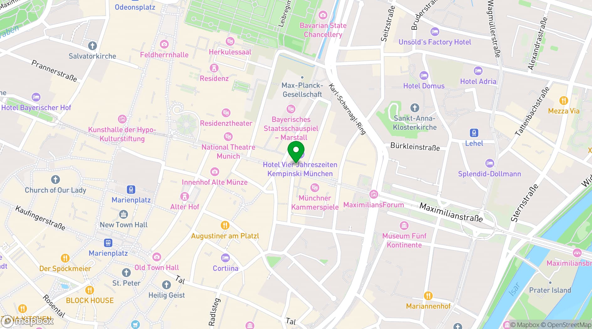 Map showing Hotel Vier Jahreszeiten Kempinski Munich