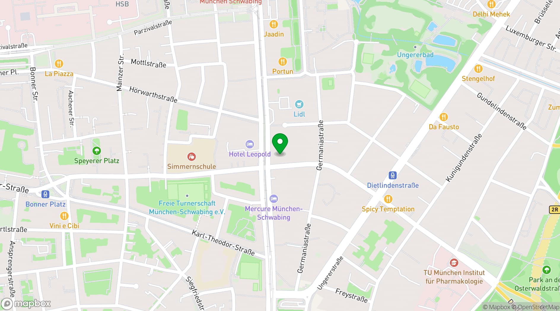 Map showing Flemings Hotel München-Schwabing