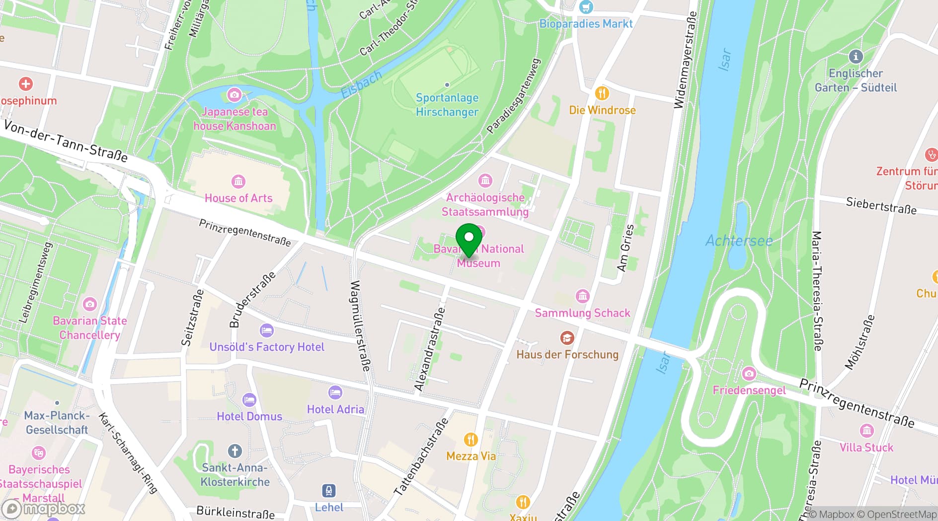 Map showing Bayerisches Nationalmuseum