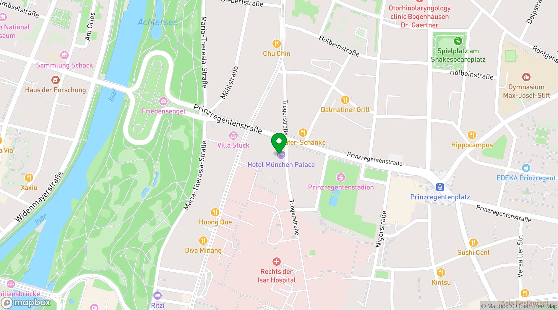 Map showing Hotel Palace Munich