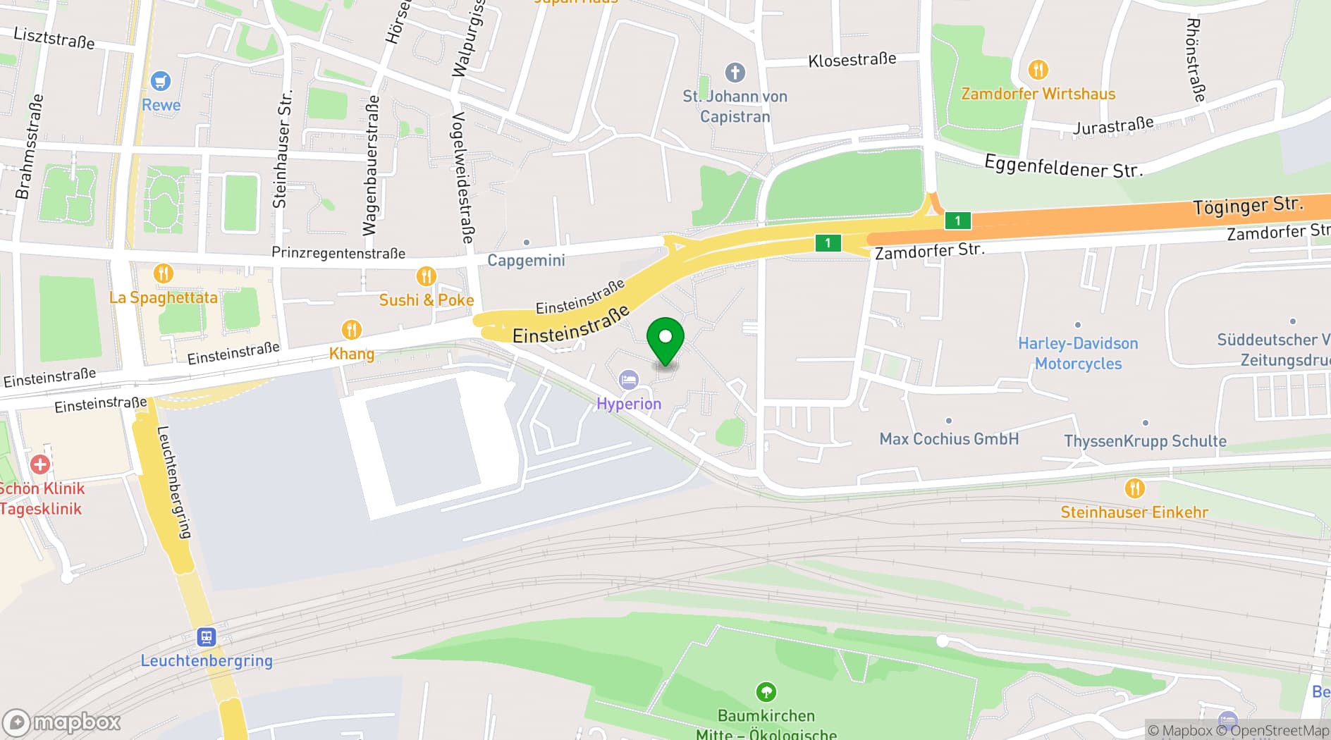 Map showing HYPERION Hotel München