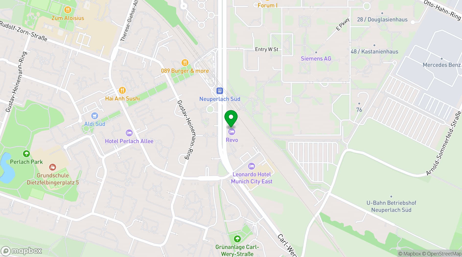 Map showing Revo Munich