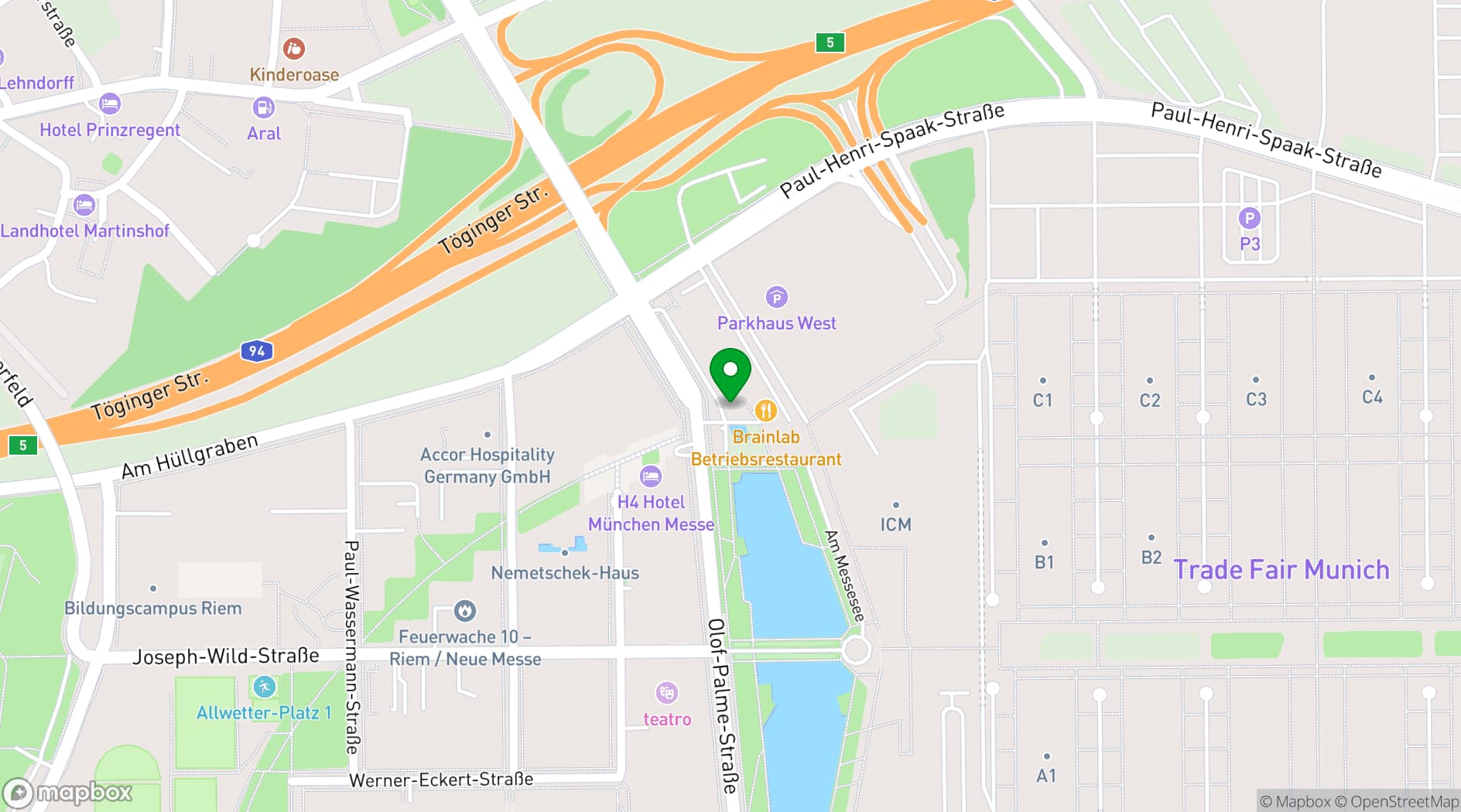 Map showing The Brainlab Tower