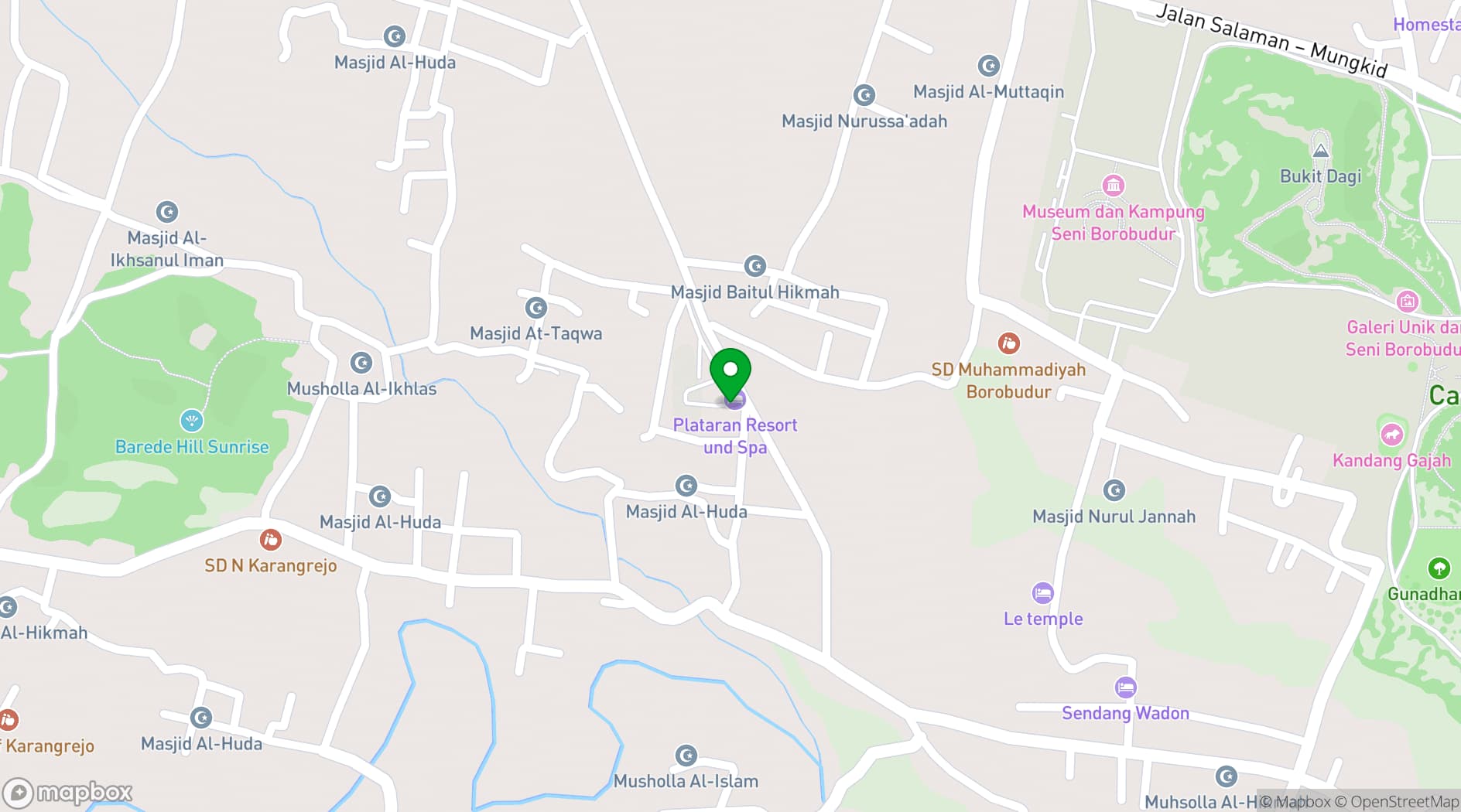 Map showing Plataran Borobudur
