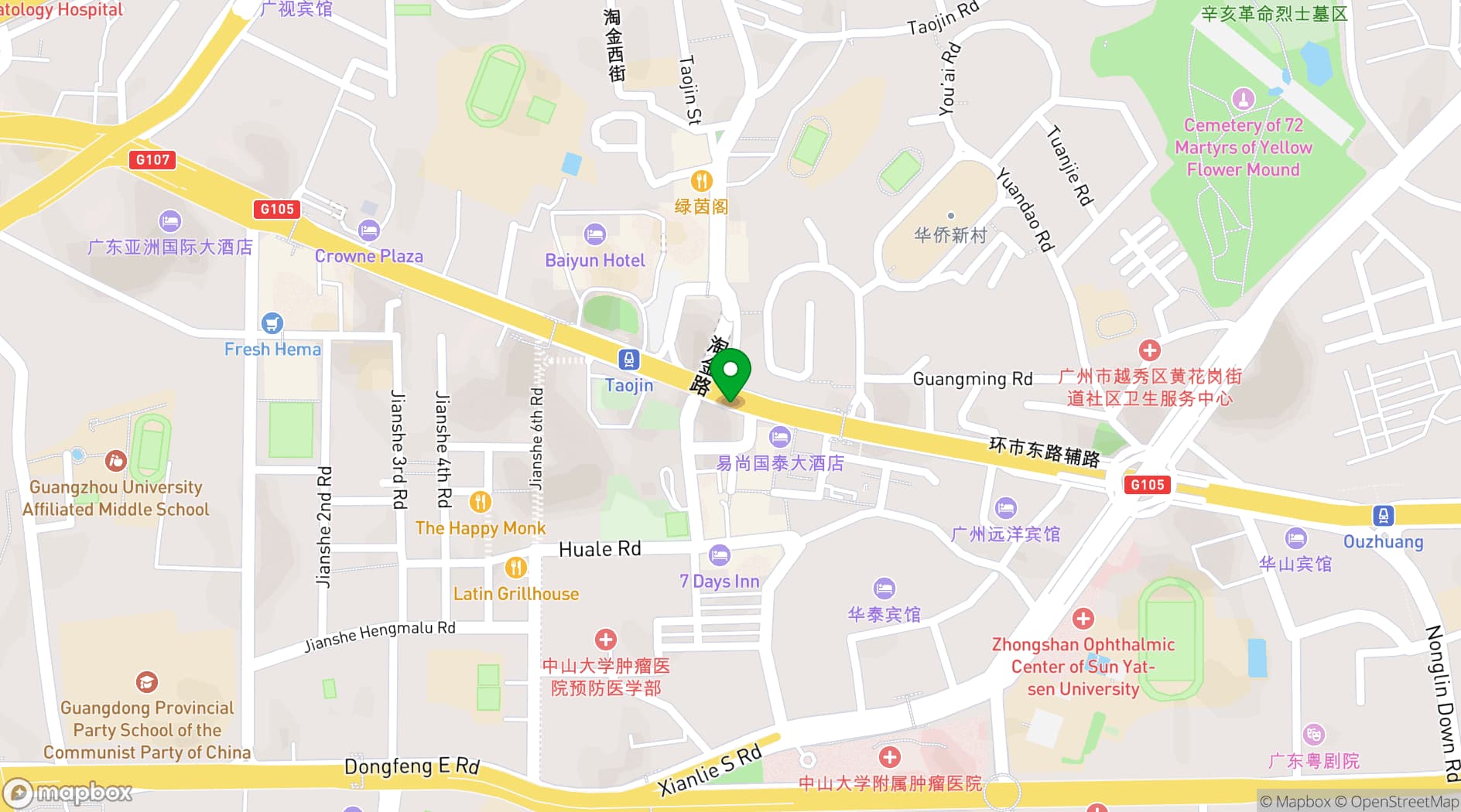 Map showing Crowne Plaza Guangzhou City Centre