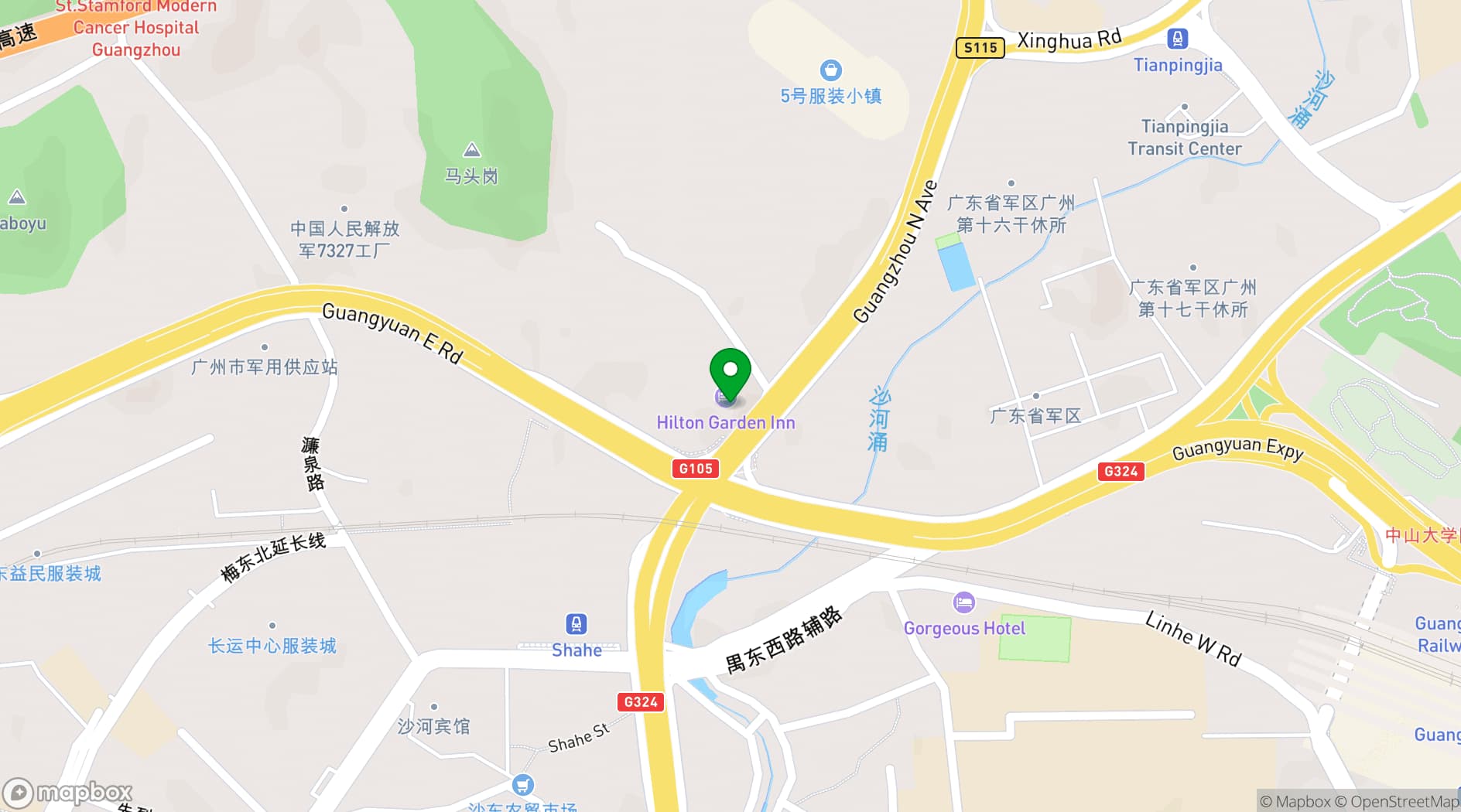 Map showing Hilton Guangzhou Tianhe