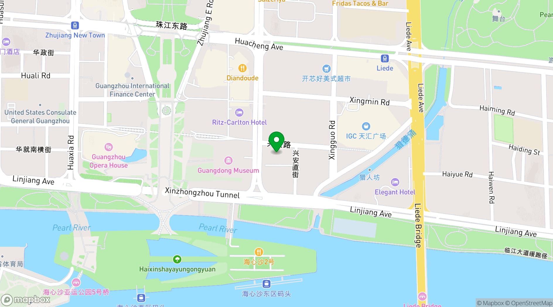 Map showing International Finance Center, Guangzhou