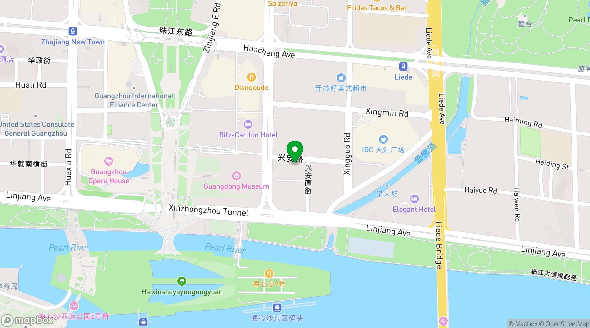 Map showing Four Seasons Hotel Guangzhou