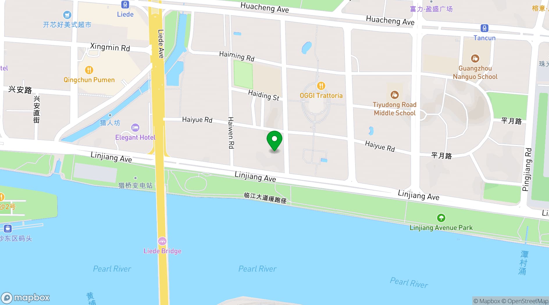 Map showing Conrad Guangzhou