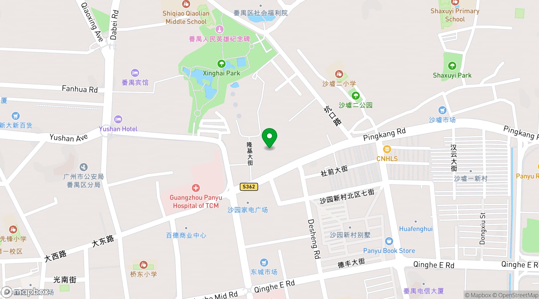 Map showing Panyu Hotel
