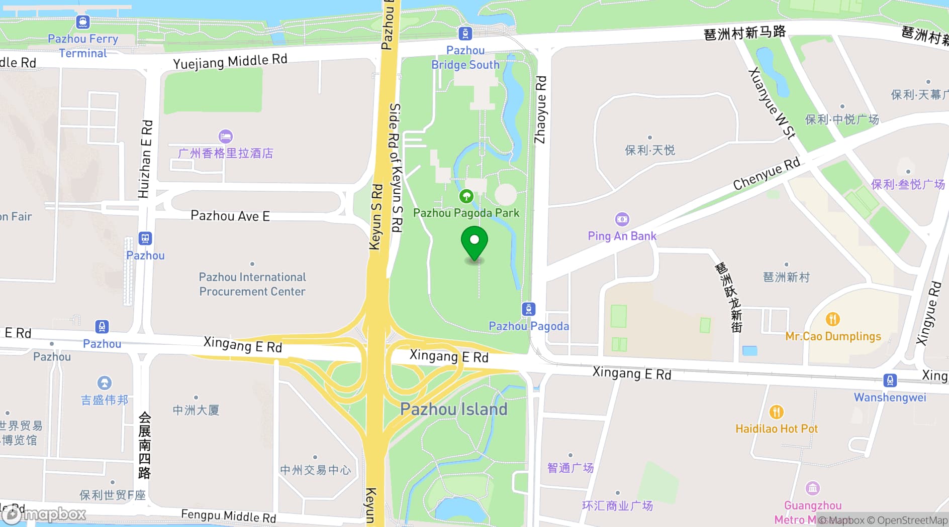 Map showing Shangri-La Guangzhou